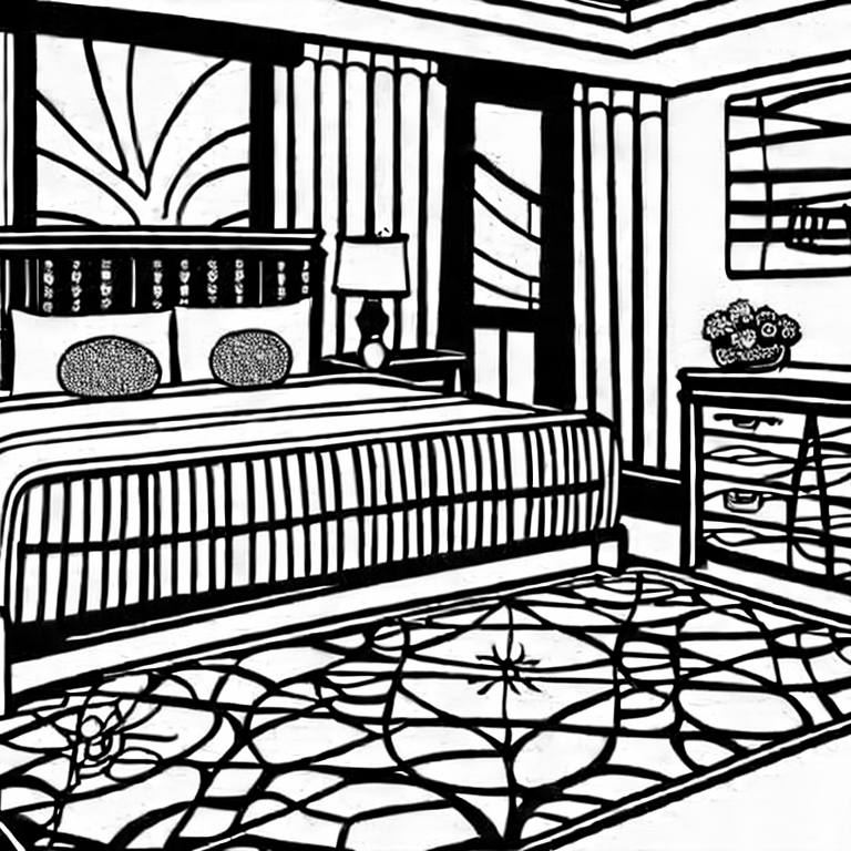 Coloring page of cruise suite room