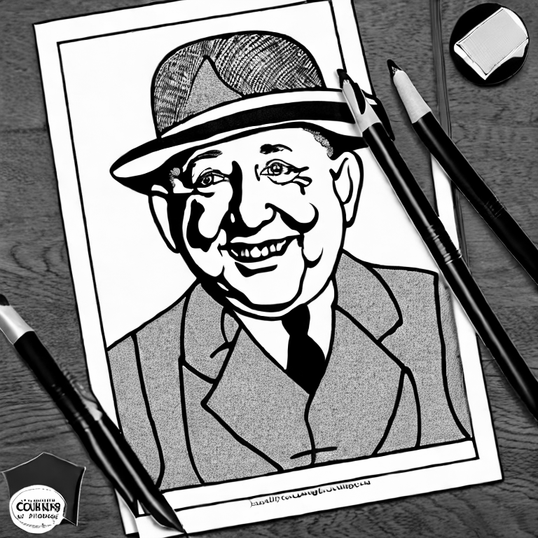 Coloring page of curly howard