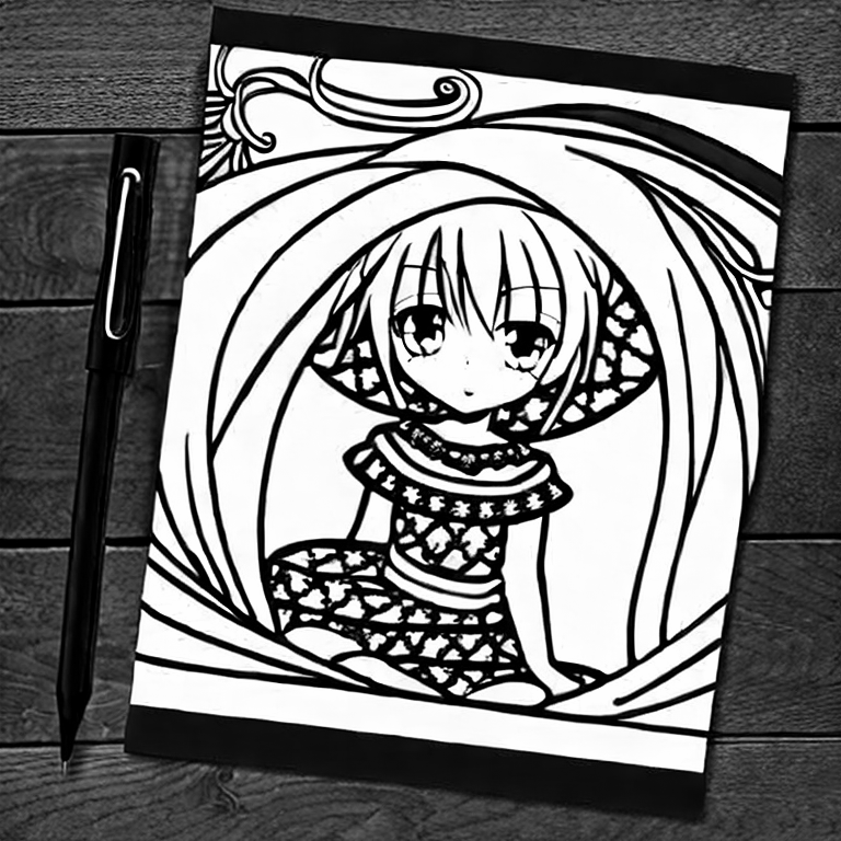 Coloring page of cute anime