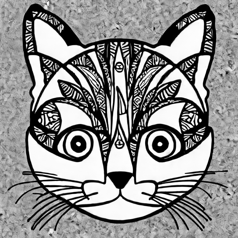 Coloring page of cute cat