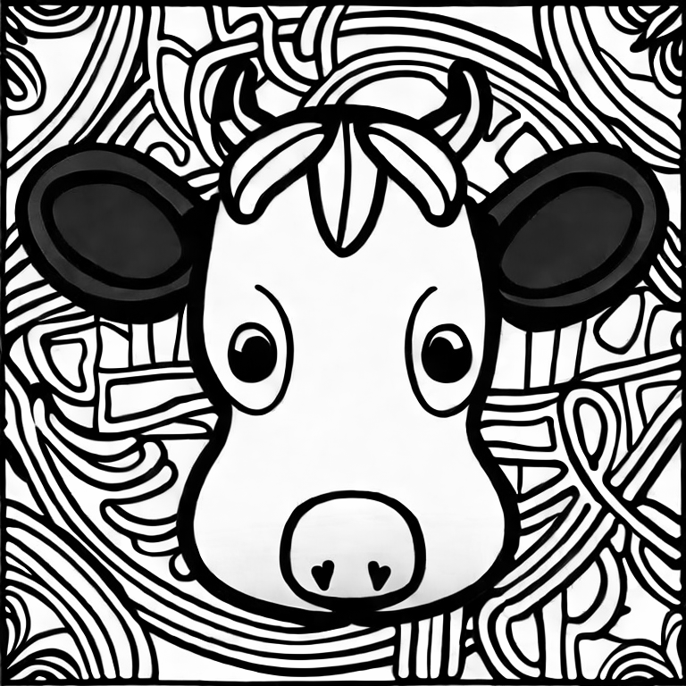 Coloring page of cute cow
