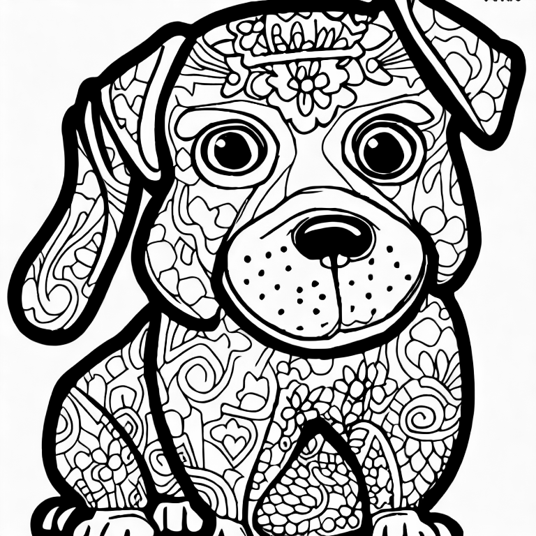 Coloring page of cute dog