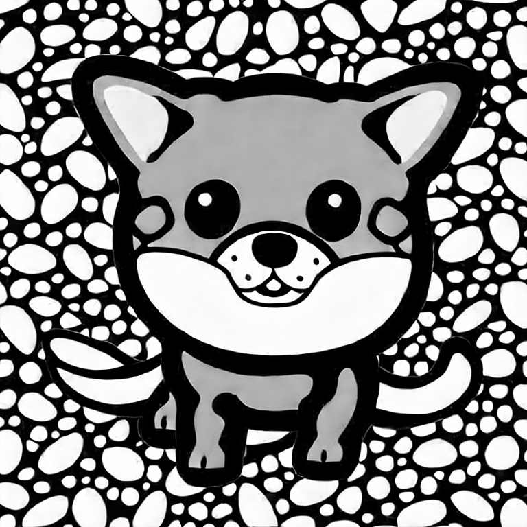 Coloring page of cute doge puppy