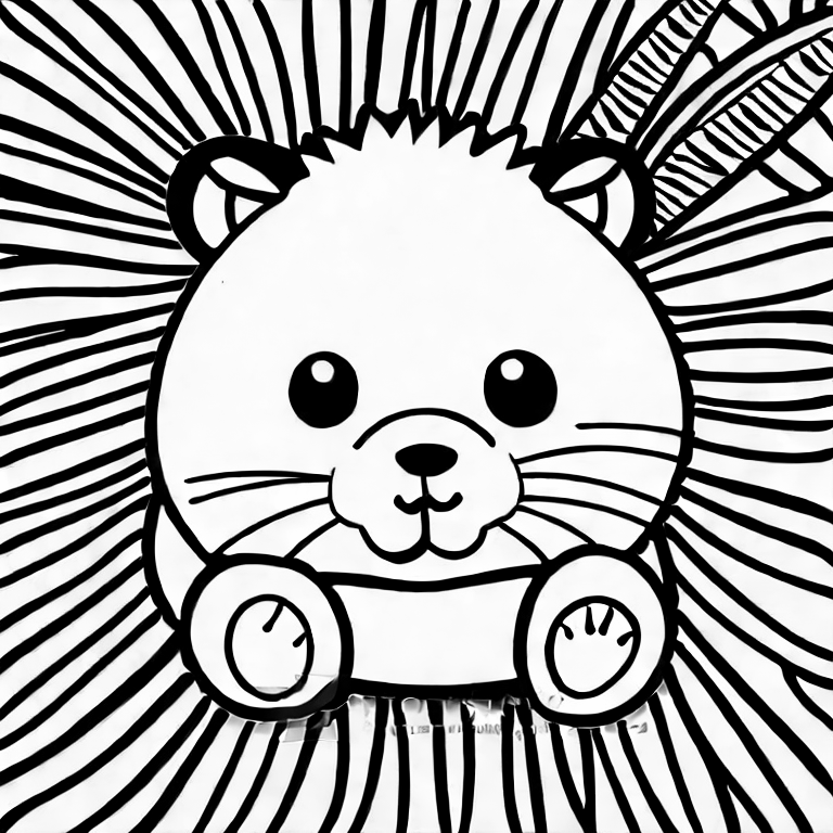 Coloring page of cute hamster