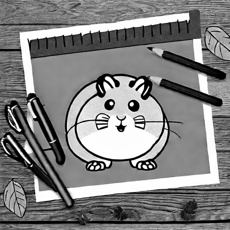 Coloring page of cute hamster