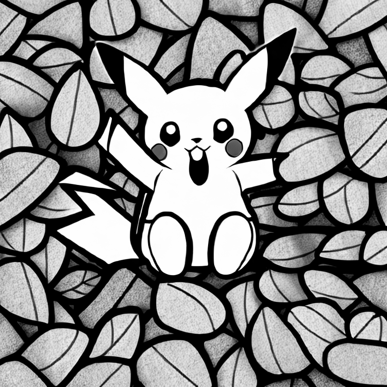 Coloring page of cute pikachu