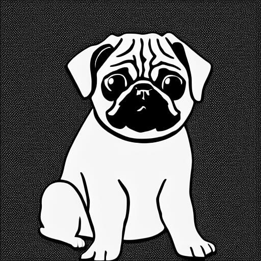 Coloring page of cute pug
