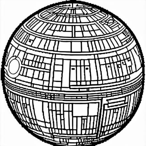 Coloring page of death star
