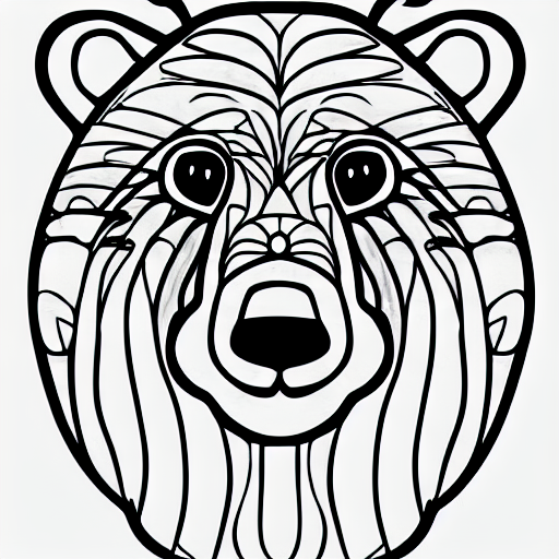 Coloring page of detailed picture of a bear