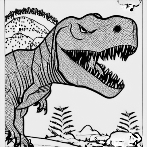 Coloring page of dinosaur aesthetic t rex