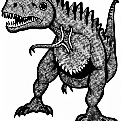 Coloring page of dinosaur aesthetic t rex painterly