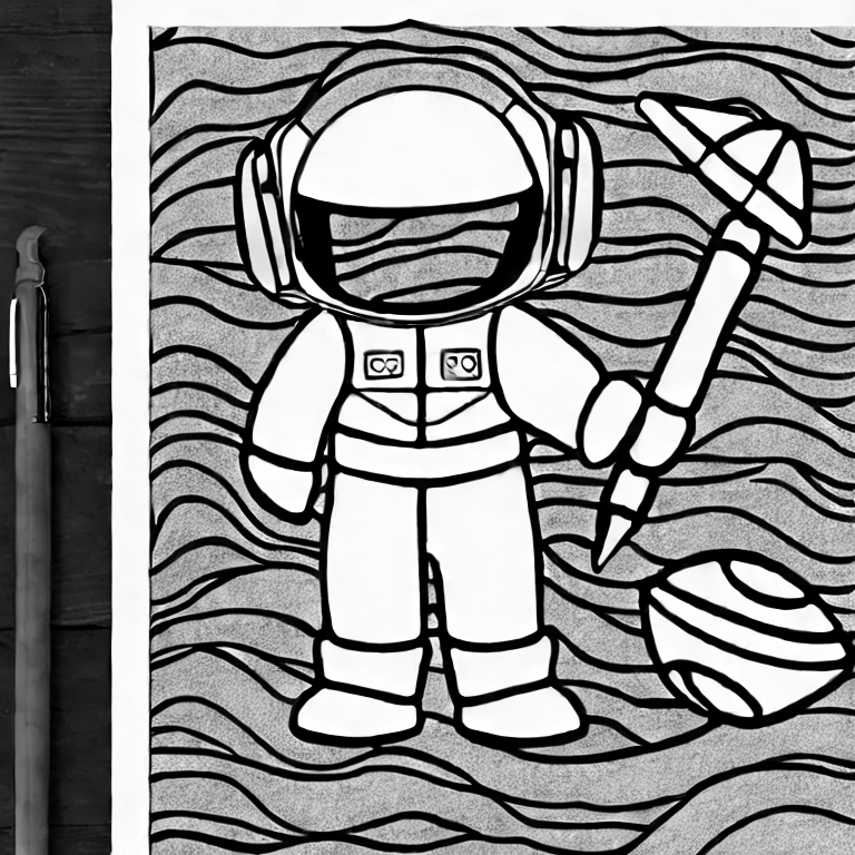 Coloring page of dinosaur as astronaut
