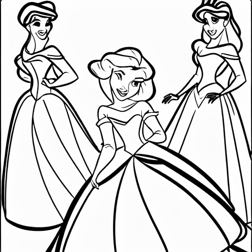 Coloring page of disney princesses writing software