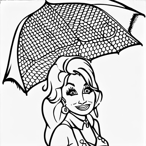 Coloring page of dolly parton unbrella