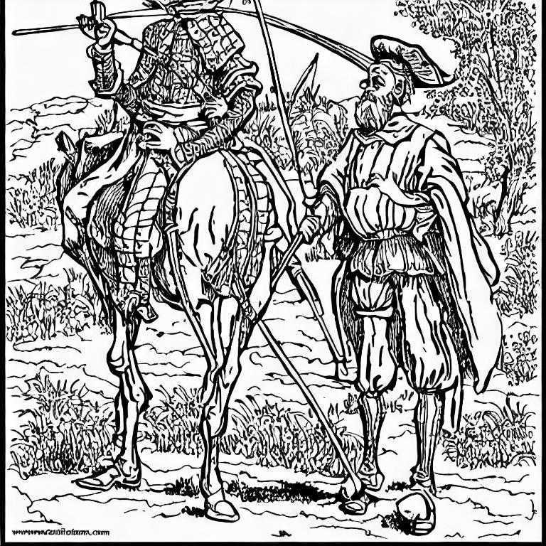 Coloring page of don quixote