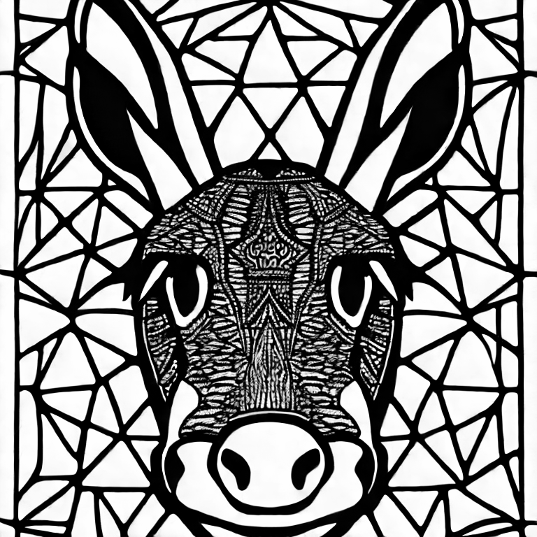 Coloring page of donkey