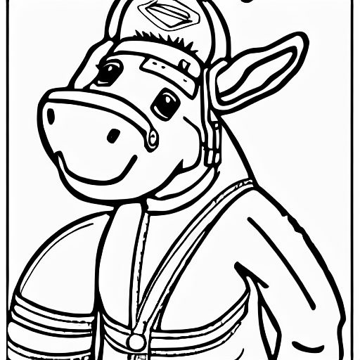 Coloring page of donkey pilot