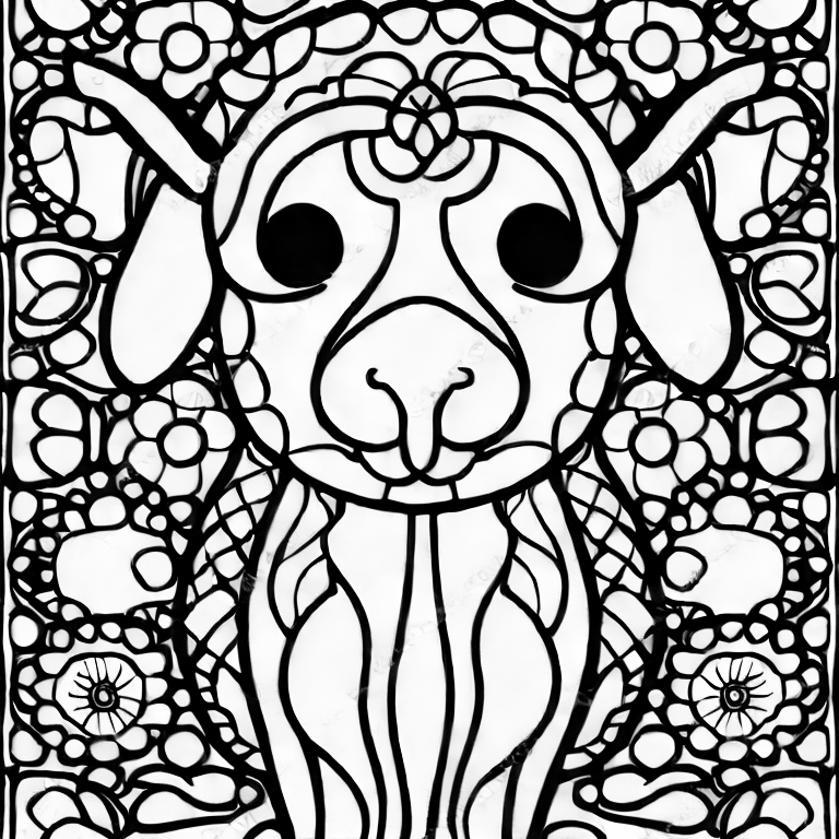 Coloring page of doodle goat