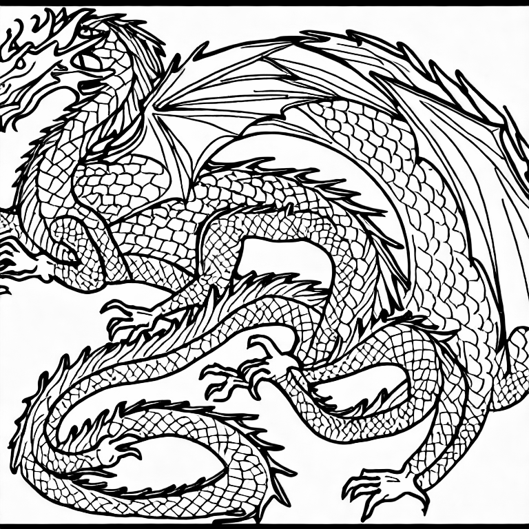 Coloring page of dragon
