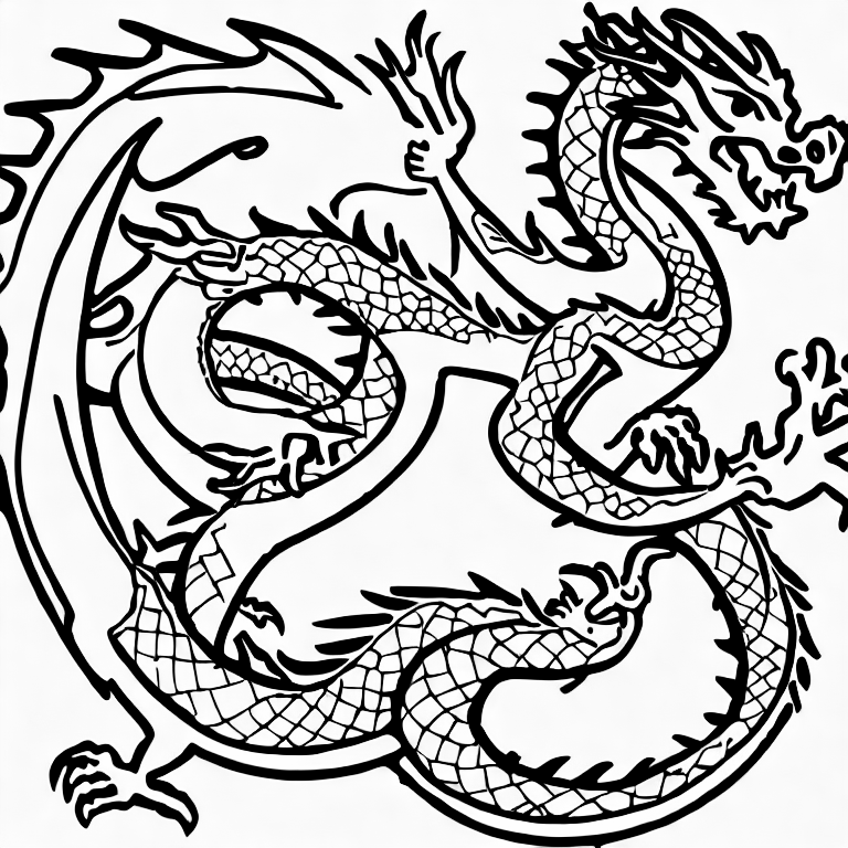 Coloring page of dragon with numbers