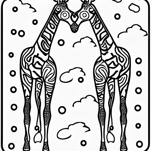 Coloring page of drunk giraffes