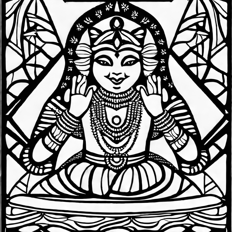 Coloring page of durga festival