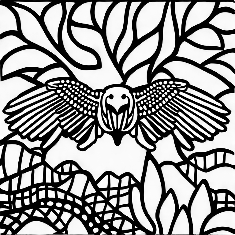 Coloring page of eagle soaring in the air