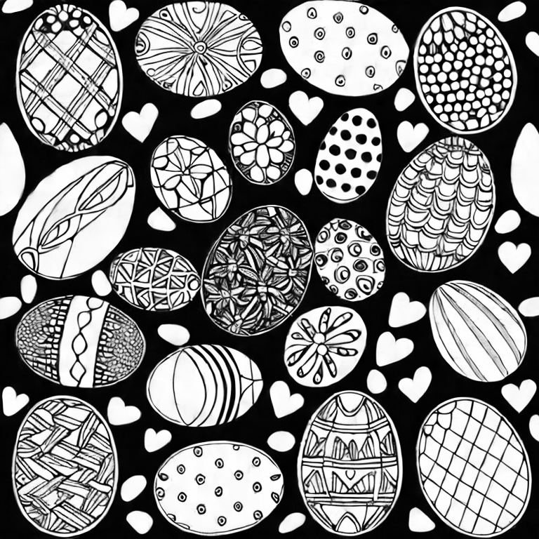Coloring page of easter eggs