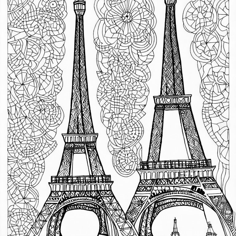 Coloring page of eiffel tower
