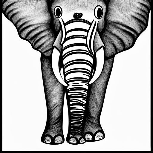 Coloring page of elephant in forest