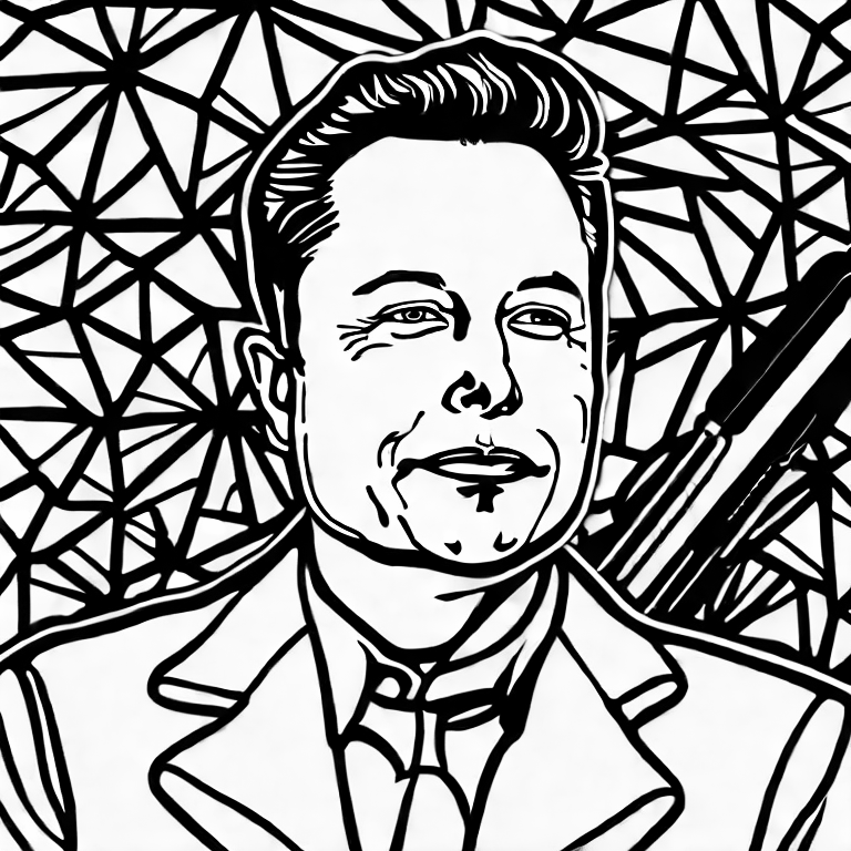 Coloring page of elon musk