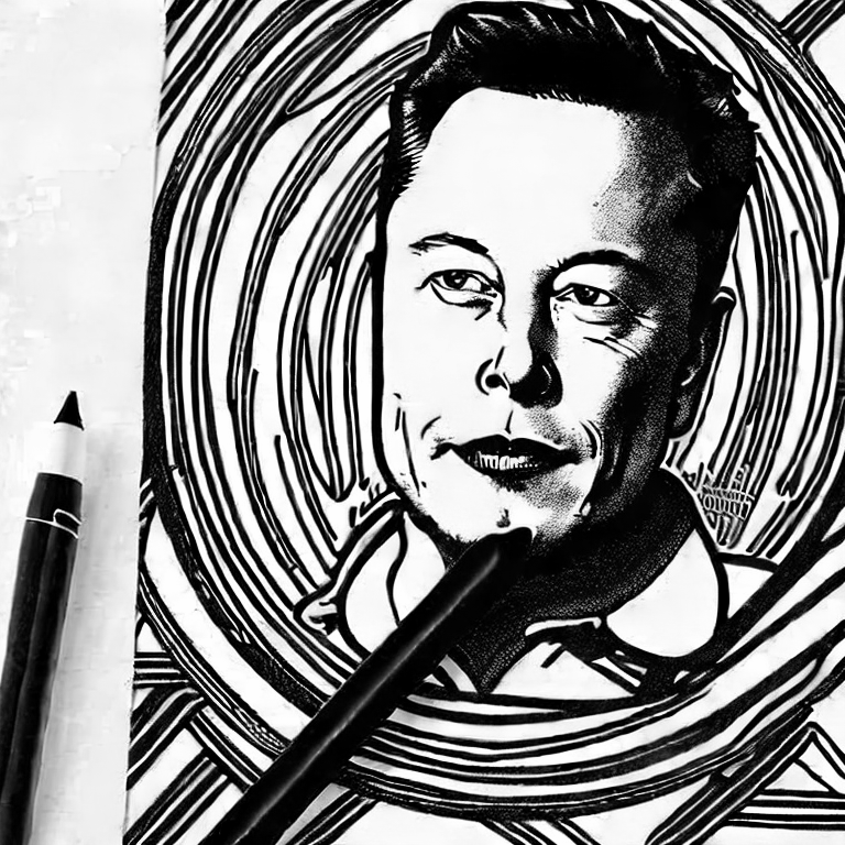 Coloring page of elon musk