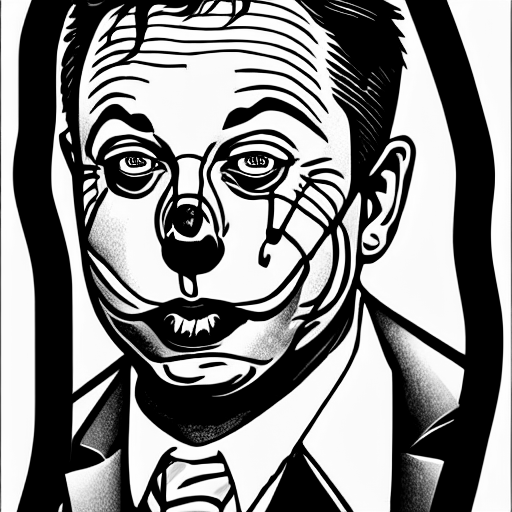 Coloring page of elon musk as a clown