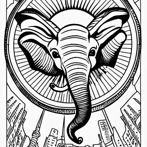 Coloring page of elon musk as dumbo the elephant