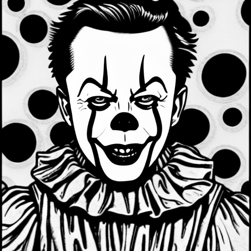 Coloring page of elon musk as pennywise