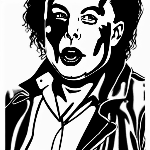 Coloring page of elon musk as singer in kiss