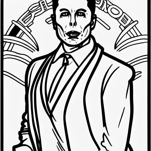 Coloring page of elon musk as voldemort