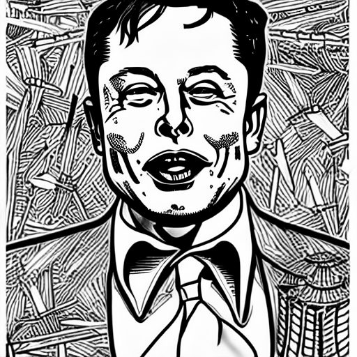 Coloring page of elon musk having a tantrum