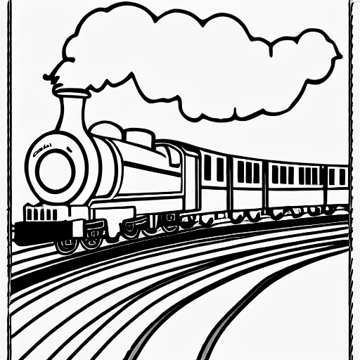 Coloring page of elon musk on a steam train