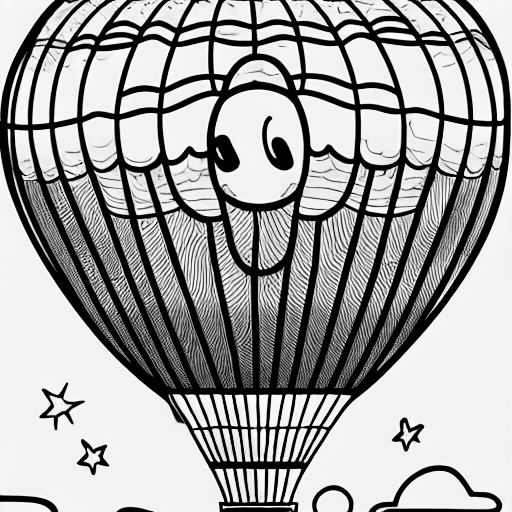 Coloring page of elon musks face on a hot air balloon