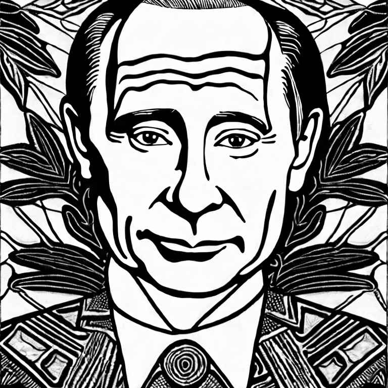 Coloring page of face putin