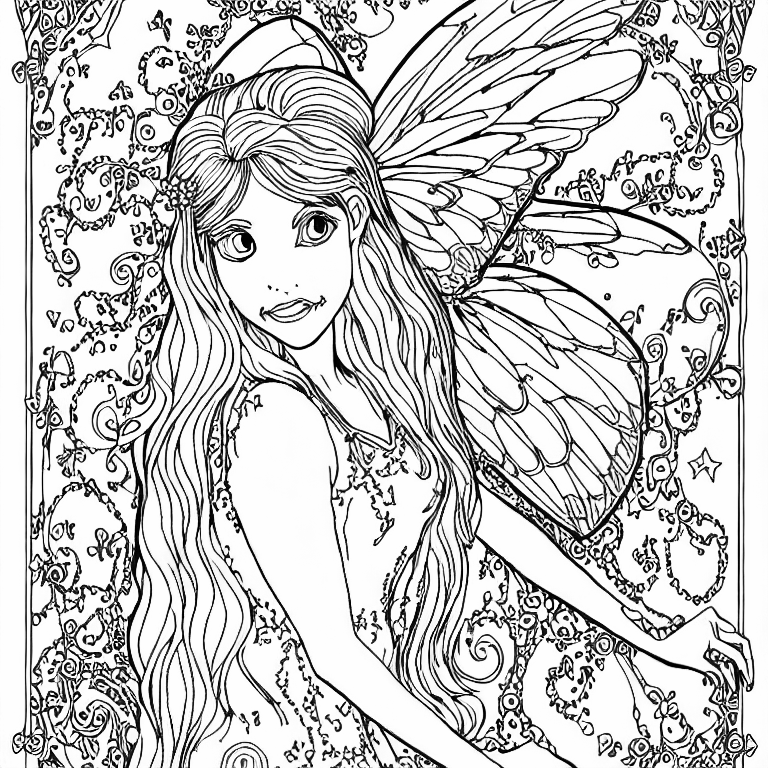 Coloring page of fairy