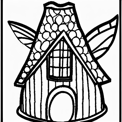 Coloring page of fairy house