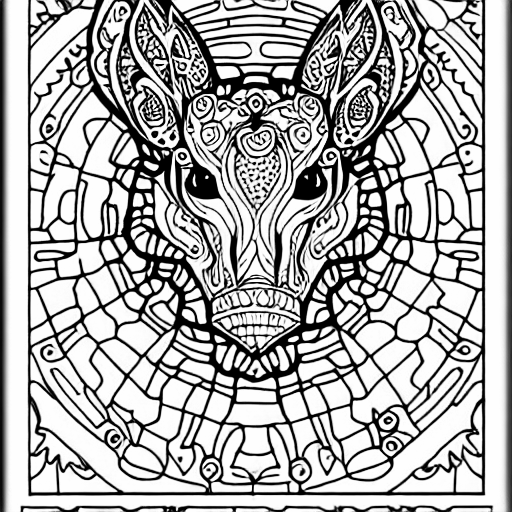Coloring page of fantasy spirit animal
