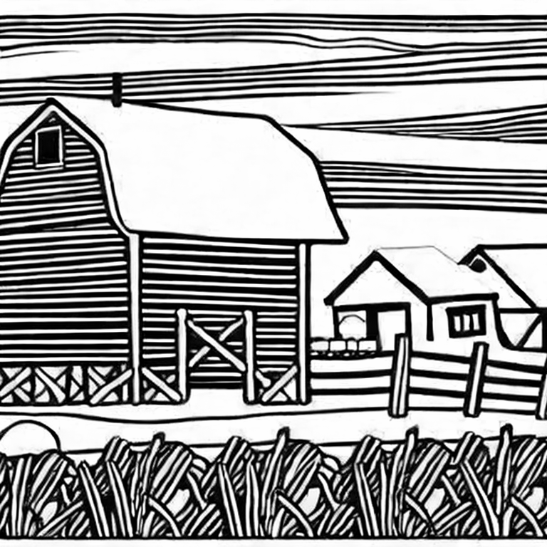 Coloring page of farm