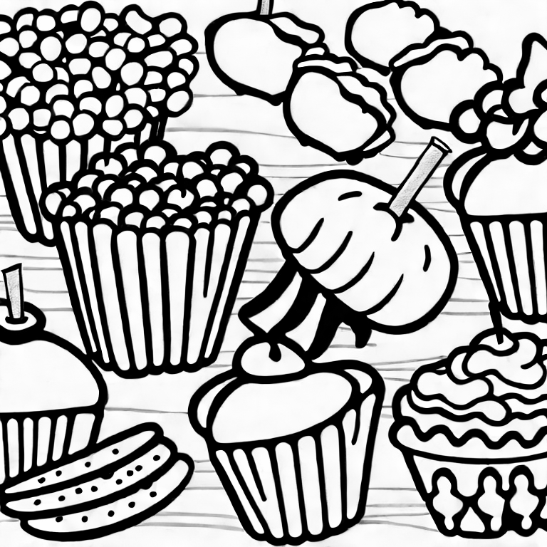 Coloring page of fast food