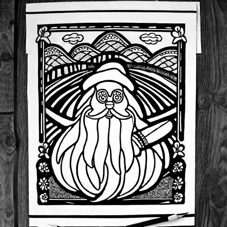Coloring page of father christmas