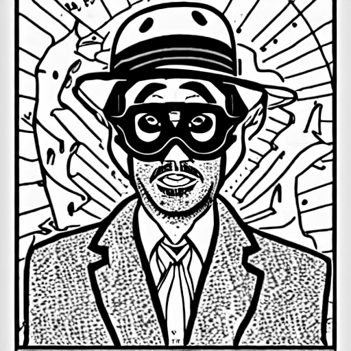 Coloring page of fear and loathing in las vegas