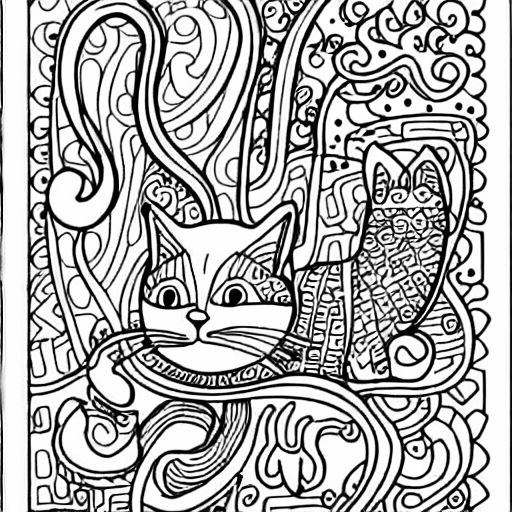 Coloring page of fifty cats