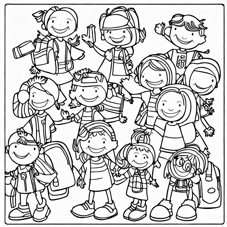 Coloring page of first day of school